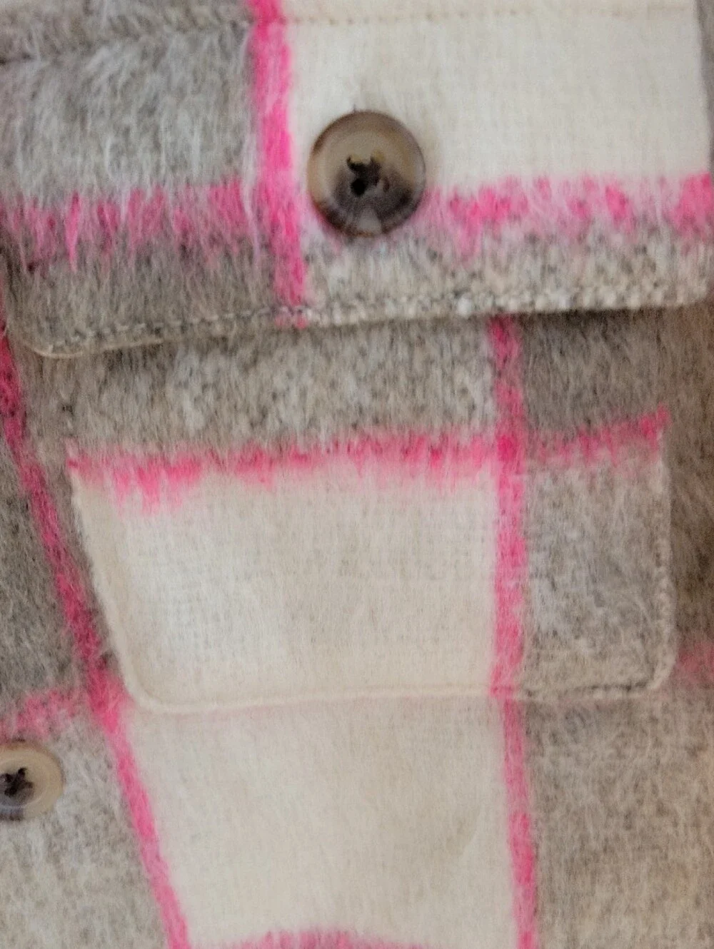 Cat & Jack Pink, Gray & White Plaid Shacket Coat